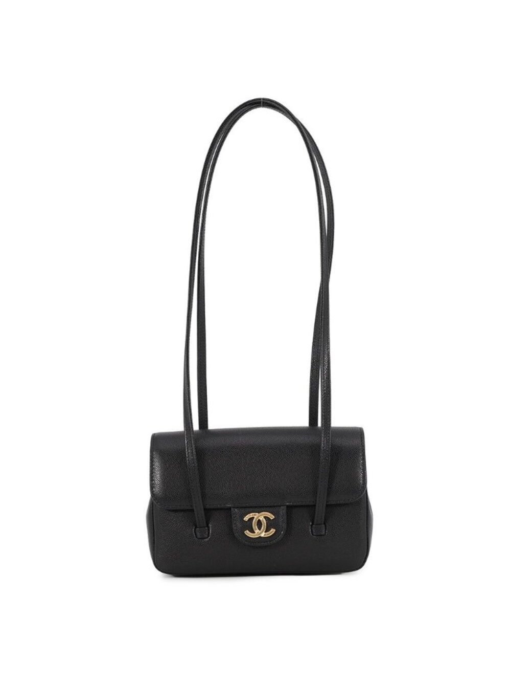 Chanel Shoulder Bag Strap Clutch CC Logo Caviar Leather 26 Spring Summer Pre